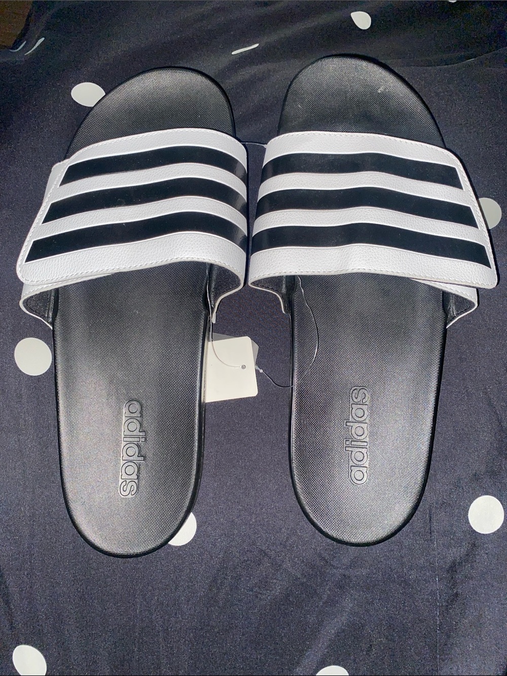 Men adidas Black and White Three-Stripe Slide Sandals